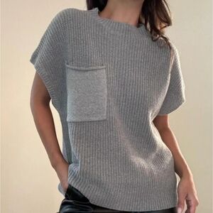 Anrabess High Neck Short Sleeve Shirt Sweater